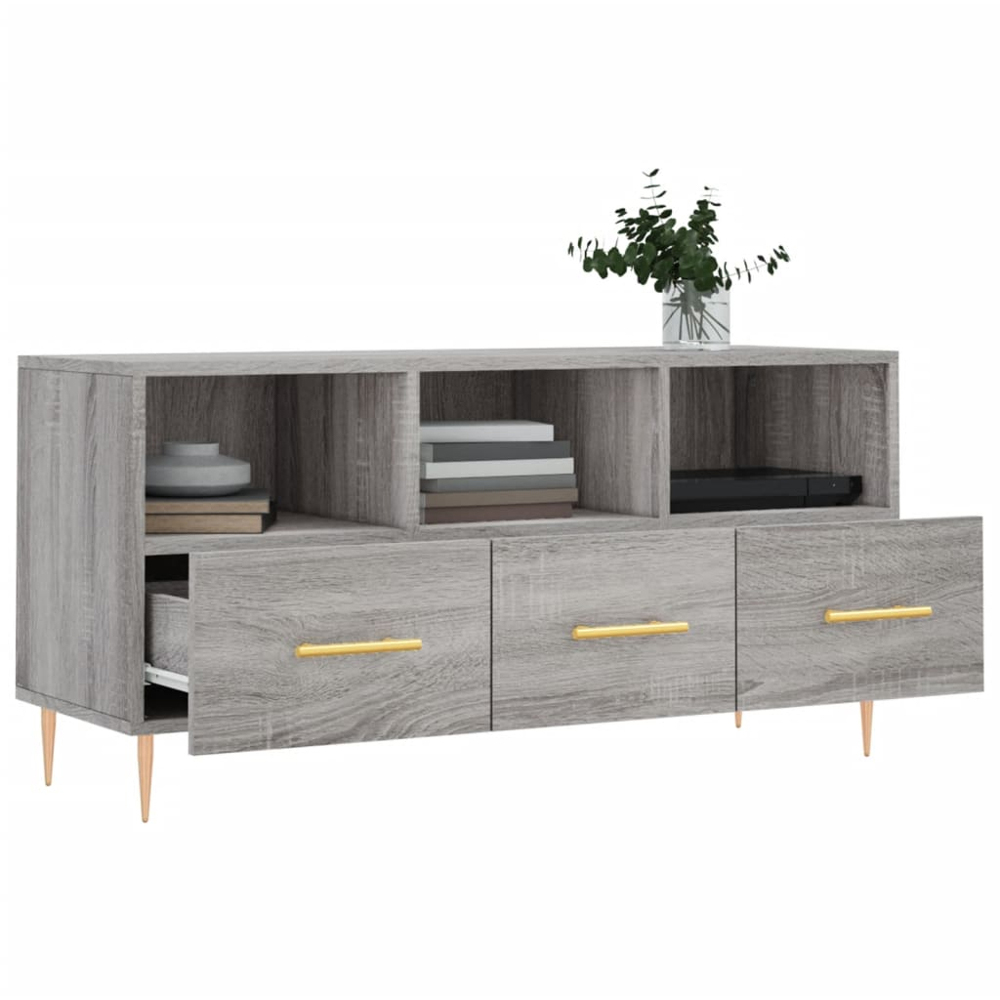 vidaXL 3 Drawer 3 Shelf Grey Sonoma TV Cabinet Image 5