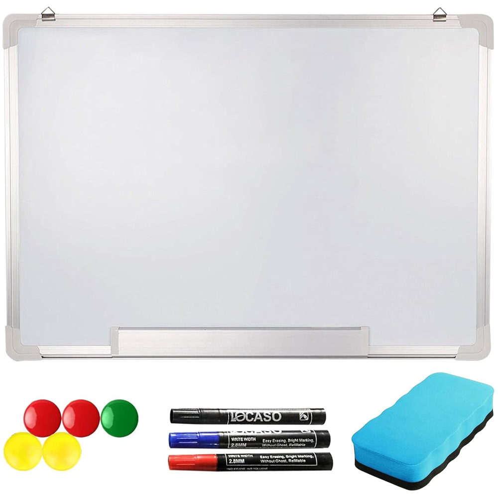 ATEK Magnetic Dry Wipe Wall Mounted Whiteboard with 3 Marker 5 Magnet and Eraser 900 x 600mm Image 3
