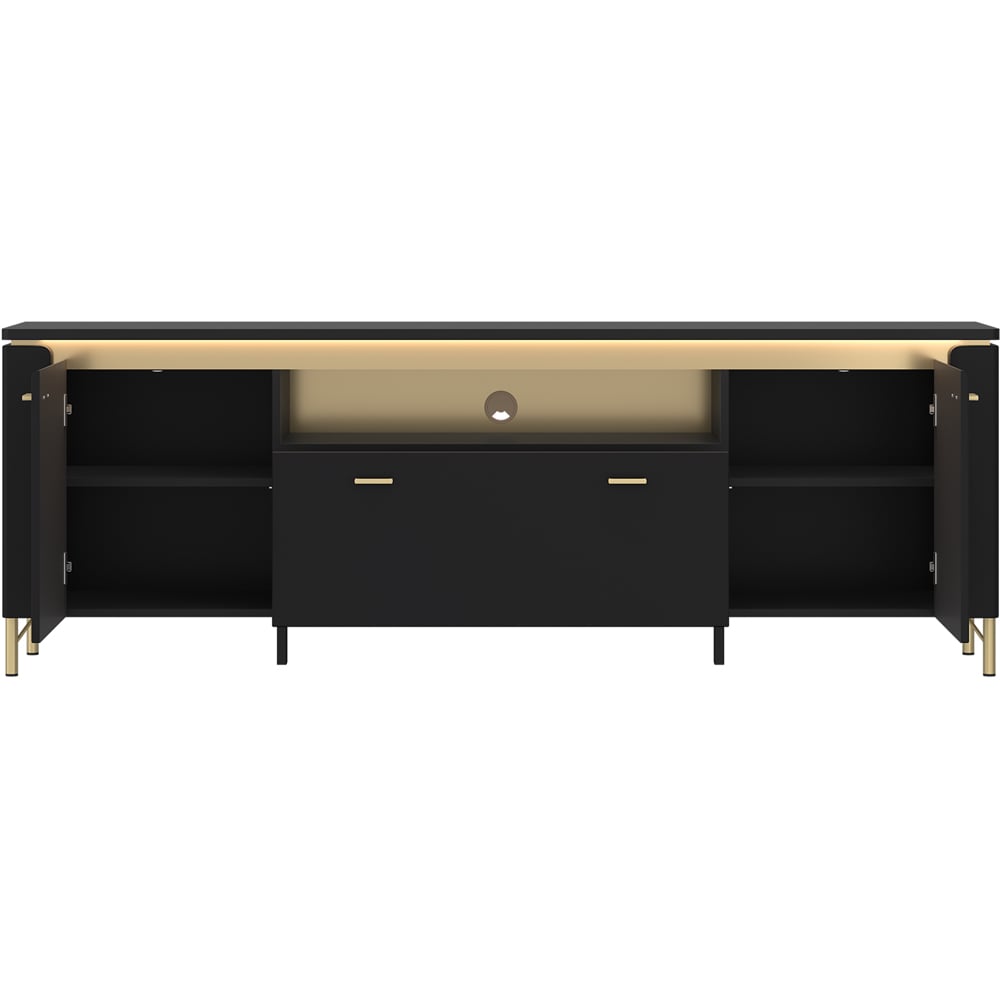 Furniture To Go Genoa 2 Door Single Drawer Black TV Cabinet Image 3