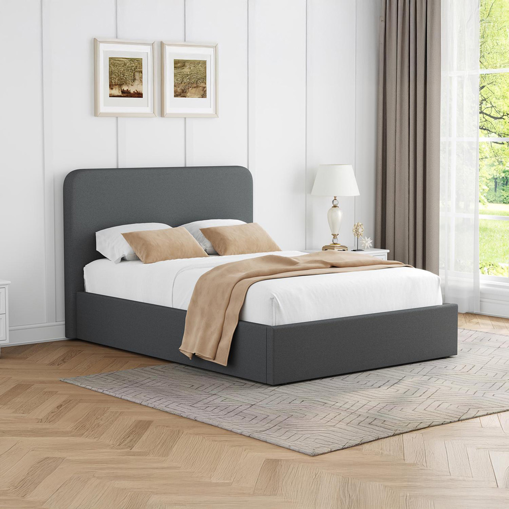 FWStyle Small Double Grey Upholstered Lift Up Ottoman Bed Frame Image 7