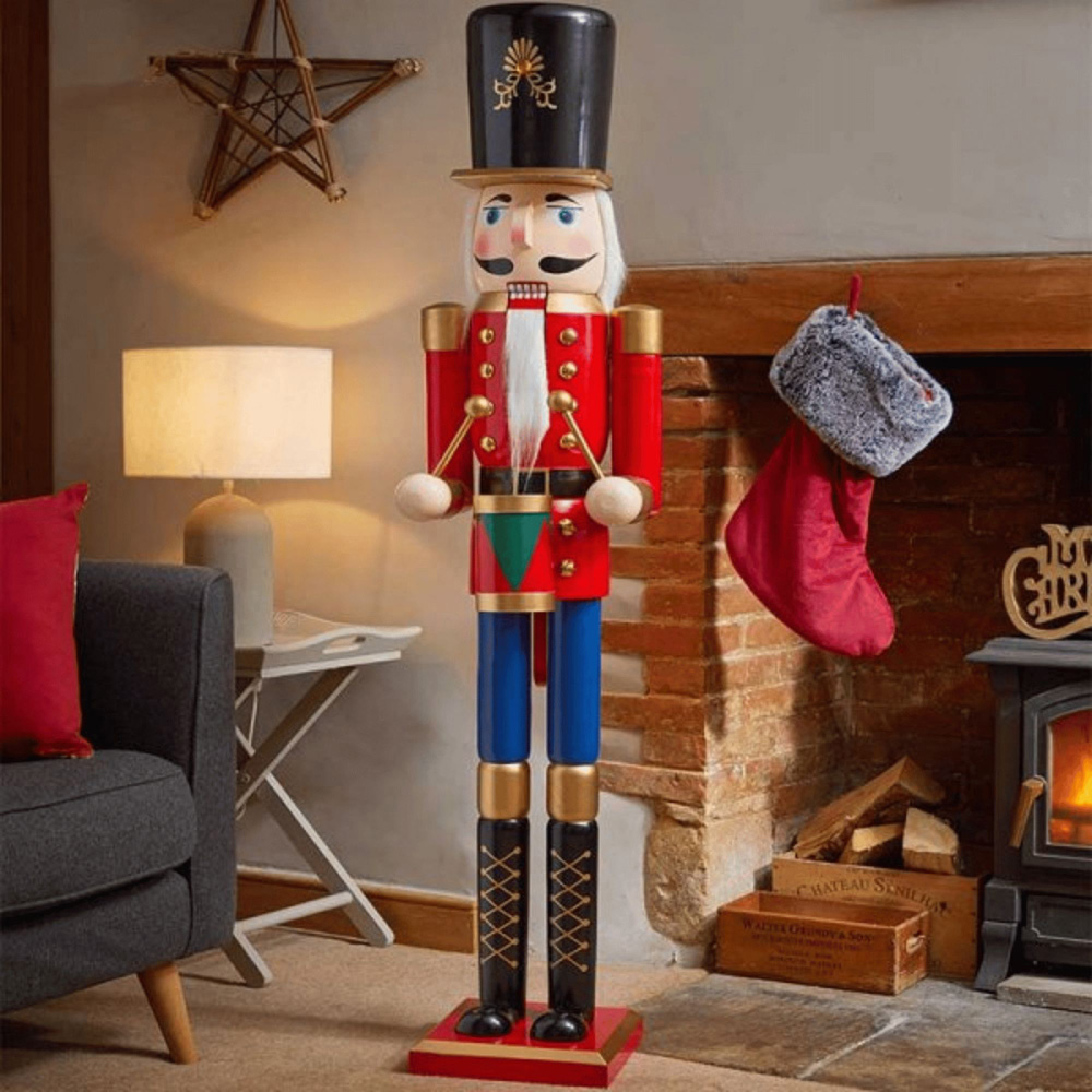 Samuel Alexander Tall Wooden Hand Painted Nutcracker Christmas Decoration 5ft Image 2
