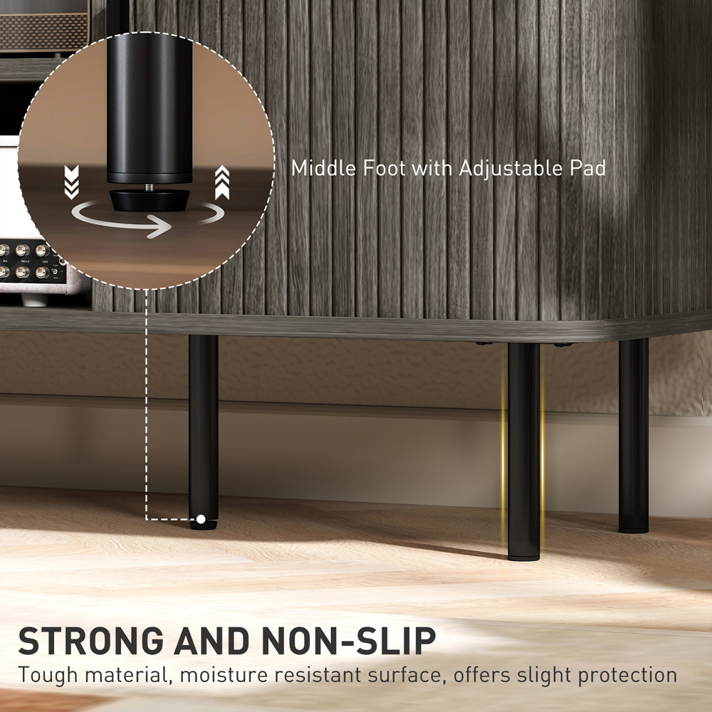 HOMCOM 2 Door 2 Shelf Grey TV Unit Image 7