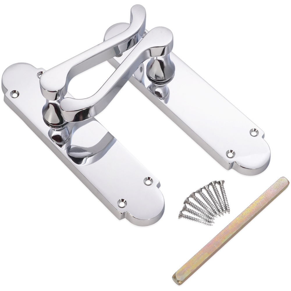 Spira Brass Oakley Polished Chrome Lever on Backplate Door Handle with Latch 2 Pack Image 3