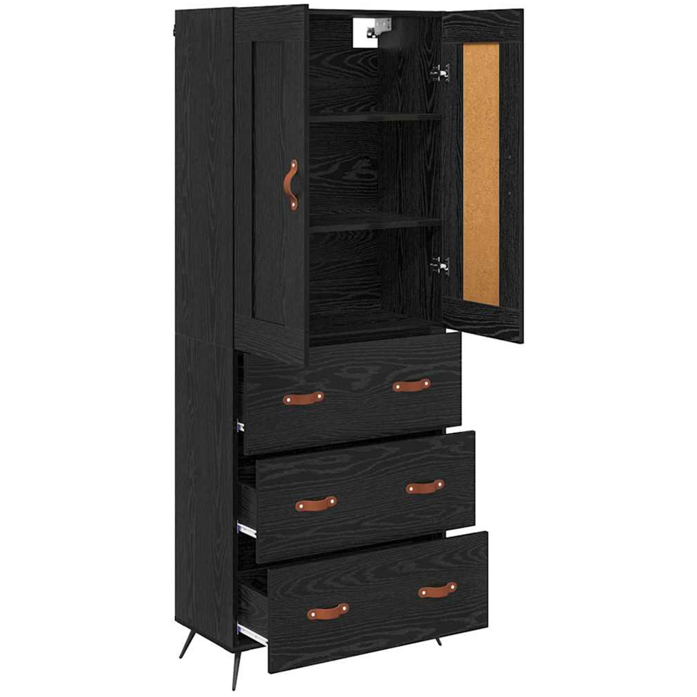 vidaXL 2 Door 3 Drawer Black Oak Sideboard Image 5