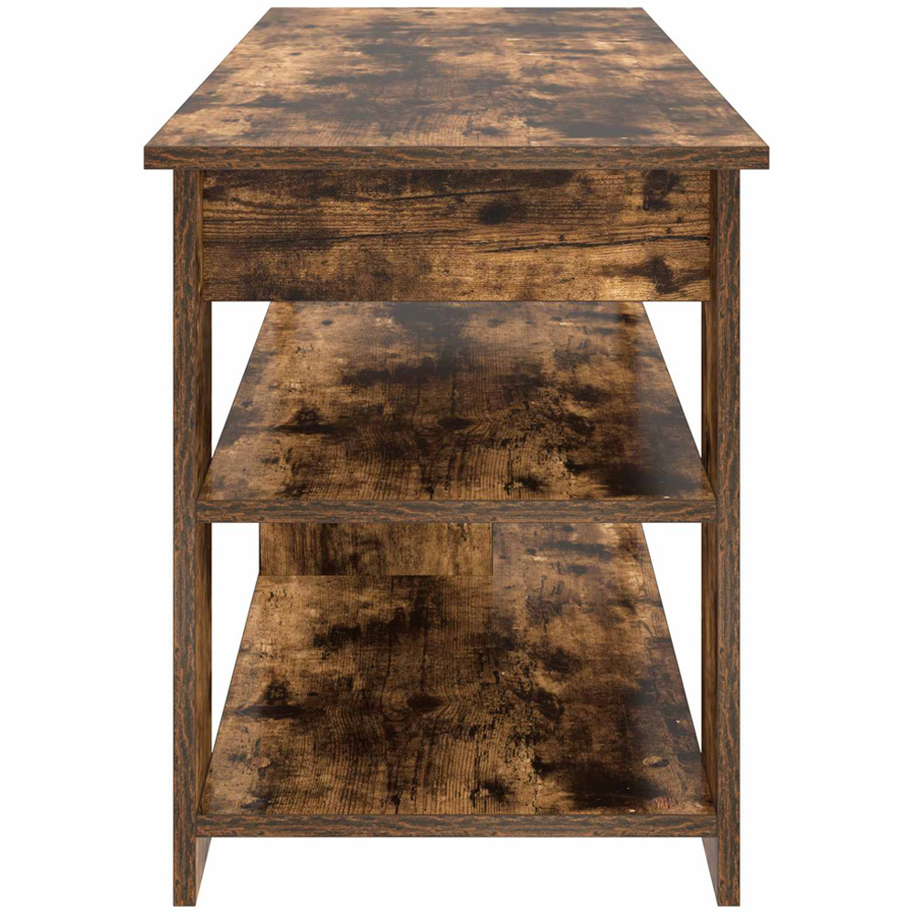 vidaXL 2 Shelf Smoked Oak Wide TV Stand Image 6