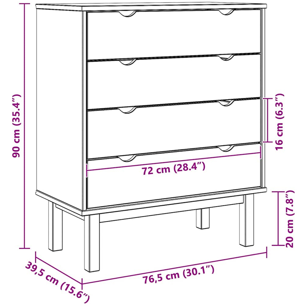 vidaXL 4 Drawer Brown and Grey Wooden Storage Cabinet Image 9