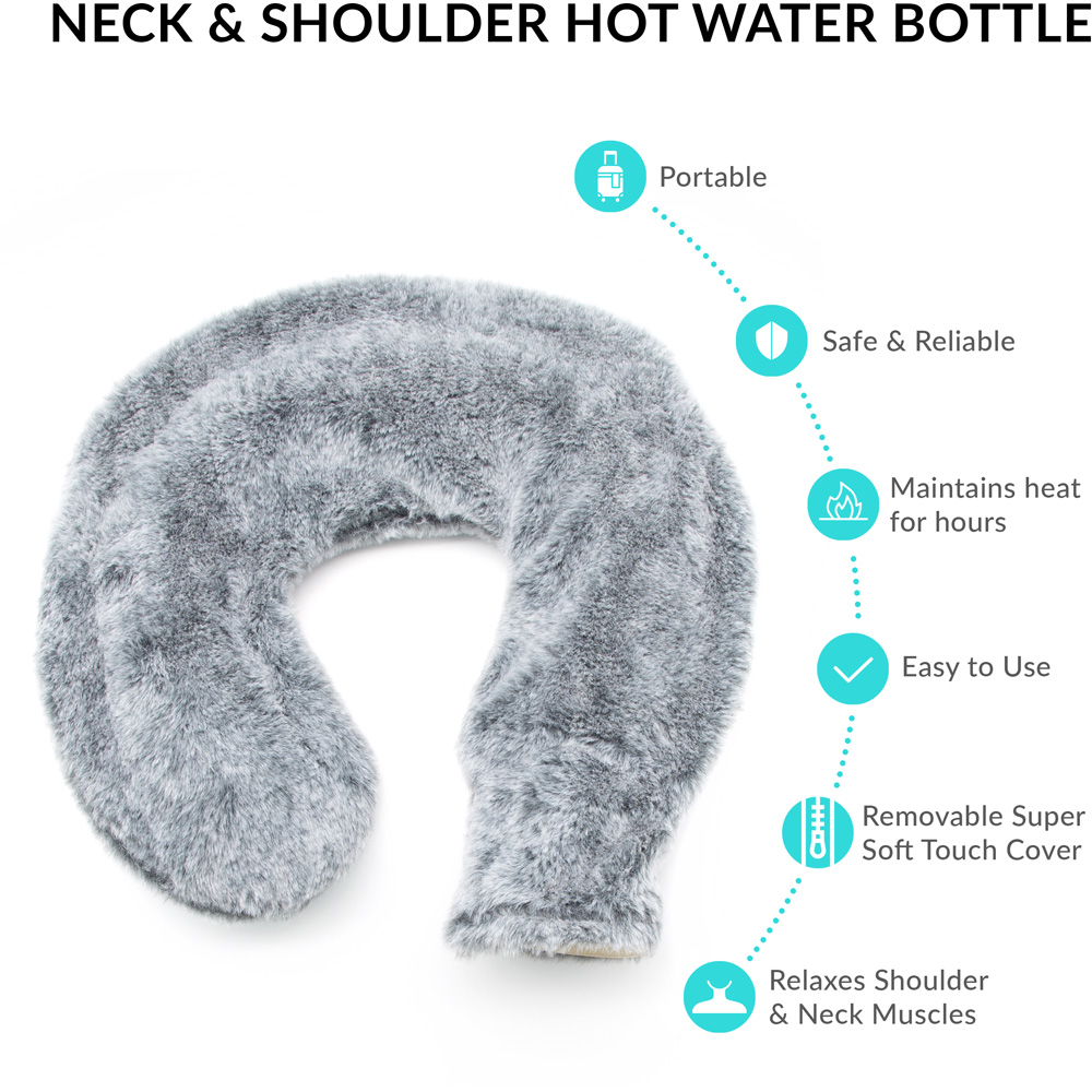 Bauer Professional Dark Grey Soft Faux Fur Fleece Neck and Shoulder Hot Water Bottle Image 8