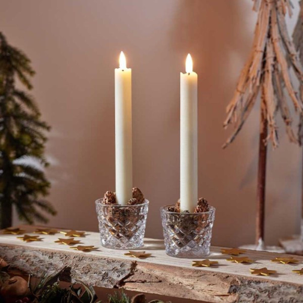 Samuel Alexander Cream Flameless Battery Operated LED Table Candle 25cm 2 Pack Image 2