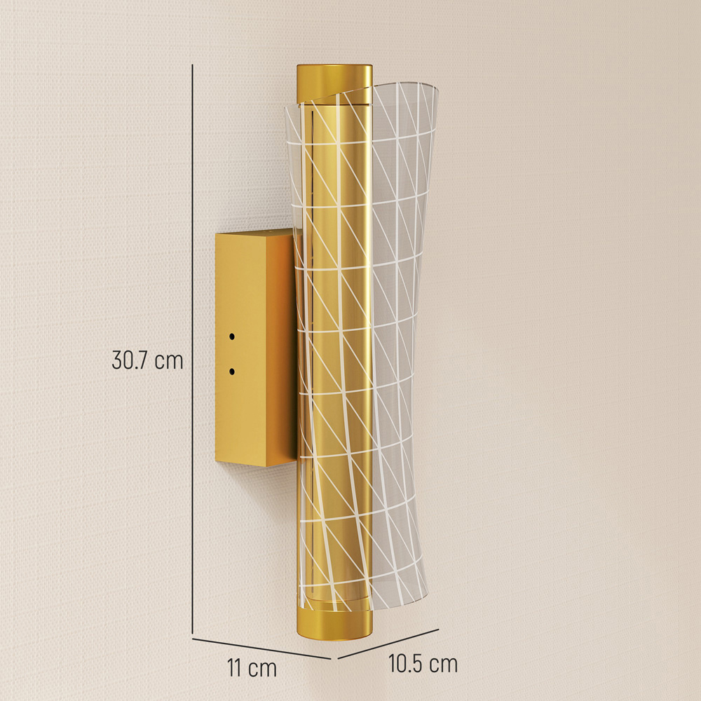 HOMCOM Gold Tone Modern Geometric LED Wall Light 2 Pack Image 9