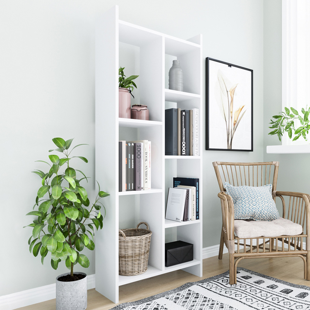 Decorotika Eden 7 Shelf White Freestanding Bookcase Image 1