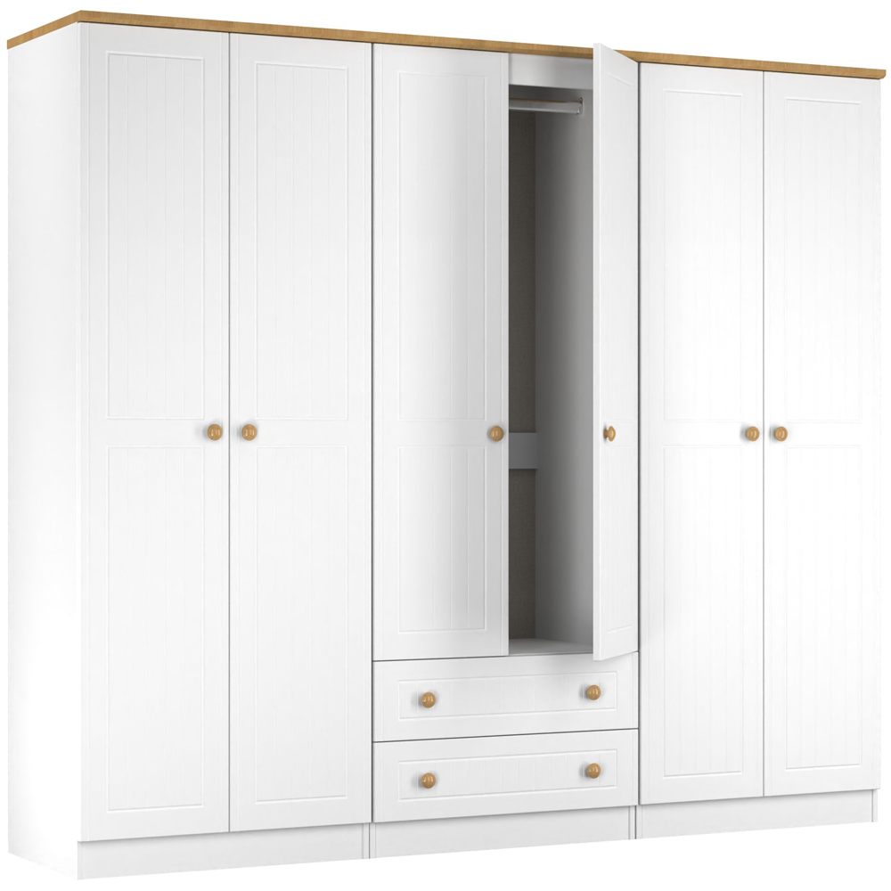 Crowndale Warwick 6 Door 2 Drawer White Ash and Modern Oak Wardrobe Ready Assembled Image 5