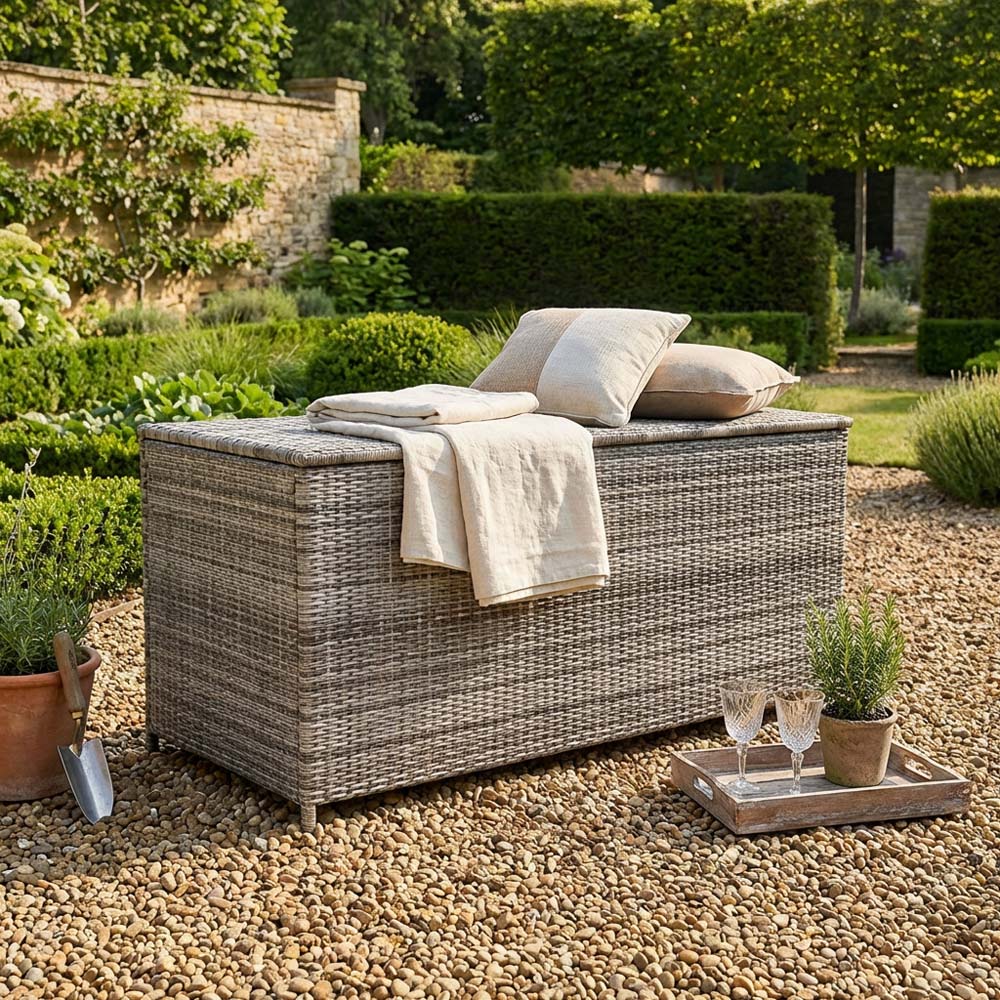 Malay Deluxe New Hampshire Grey Rattan Effect Cushion Storage Box Image 4