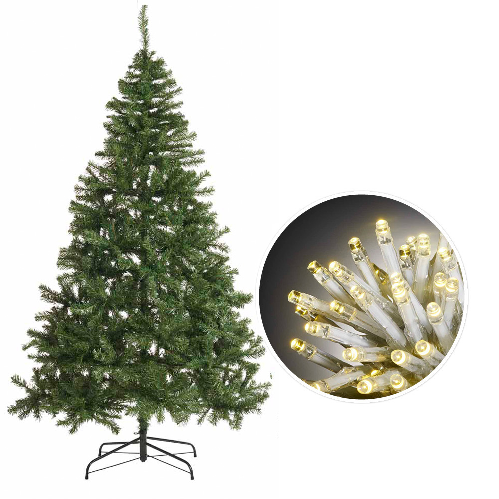 Wilko 7ft Christmas Tree and 600 Warm White Lights Bundle Image 1