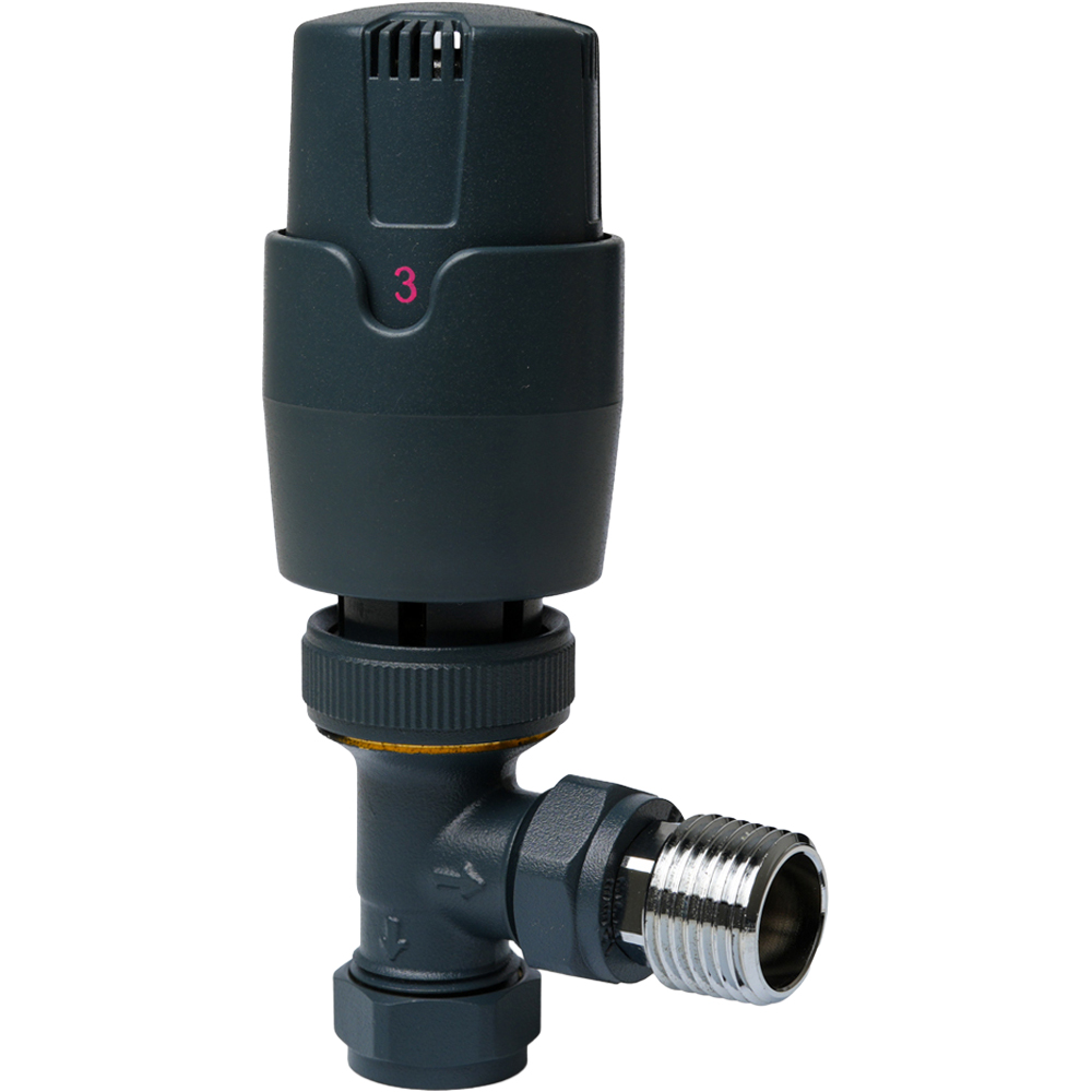 Go Bathrooms Anthracite Angled Thermostatic Radiator Valves 15mm 2 Pack Image 3