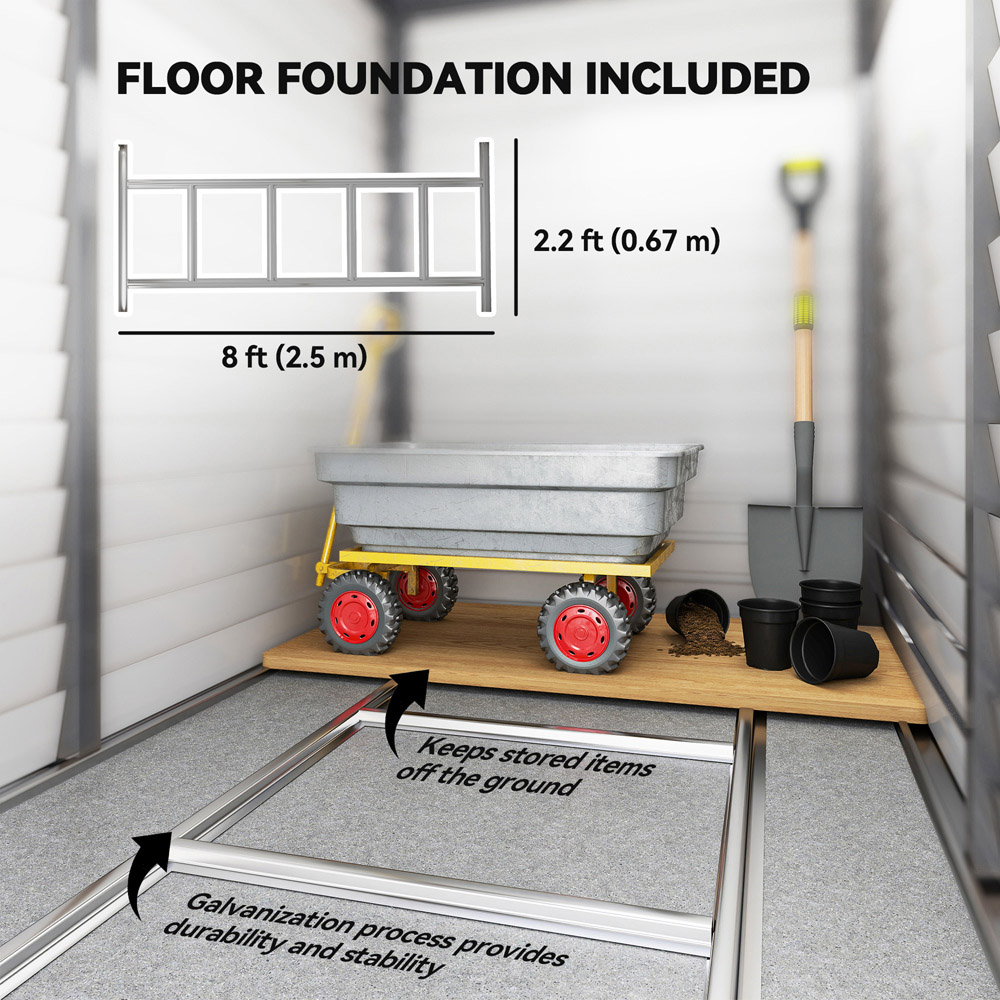 Outsunny Galvanised Metal Grey Garden Shed with Foundation Kit 5 x 9ft Image 5