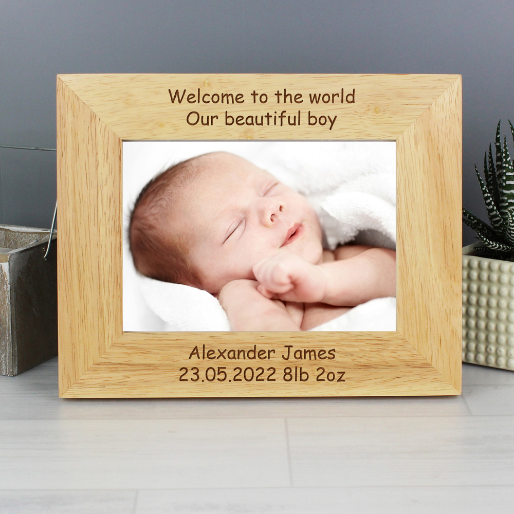 Personalised Memento Personalised Oak Landscape Photo Frame 5 x 7 inch Image 2