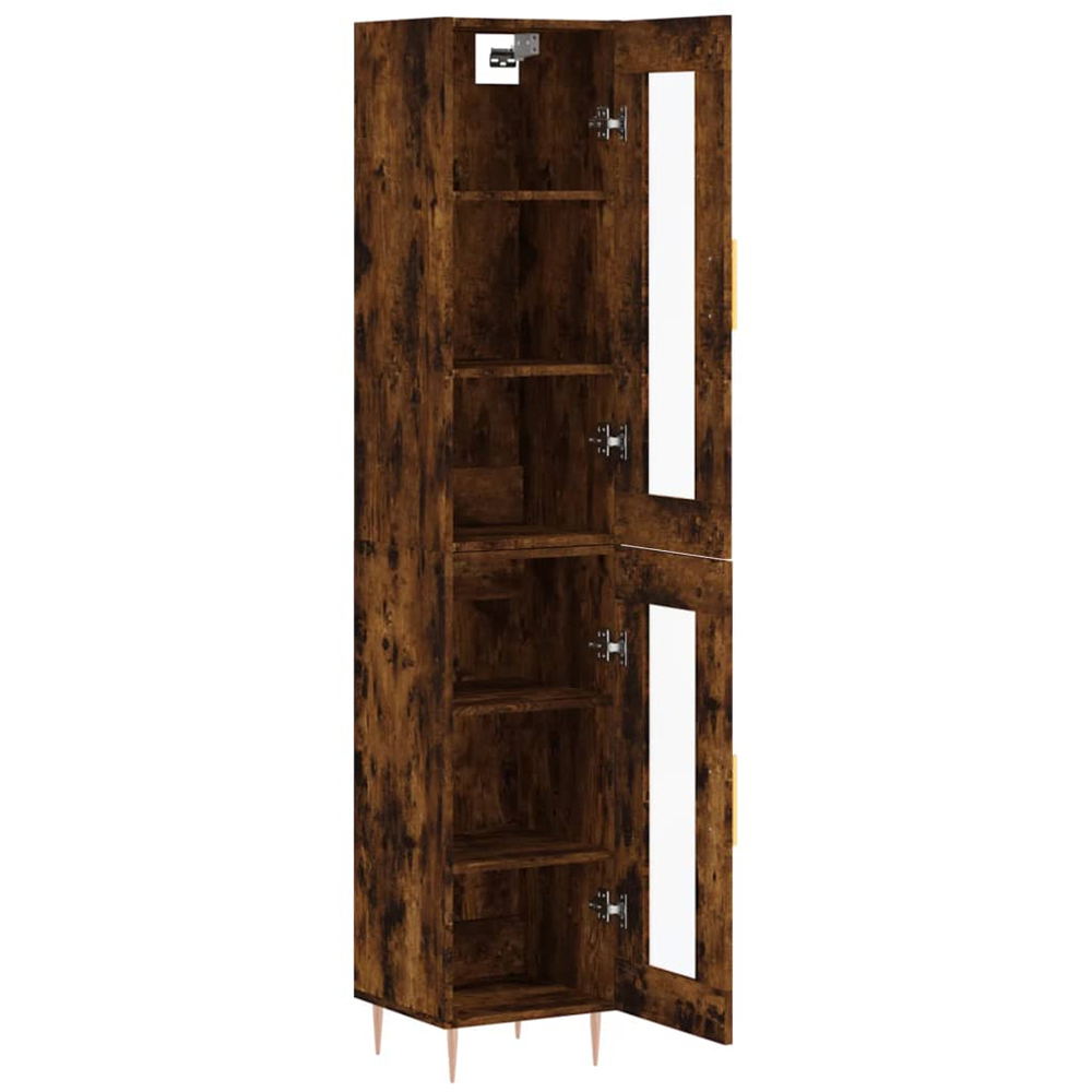 vidaXL 2 Glass Door Smoked Oak Highboard Image 4
