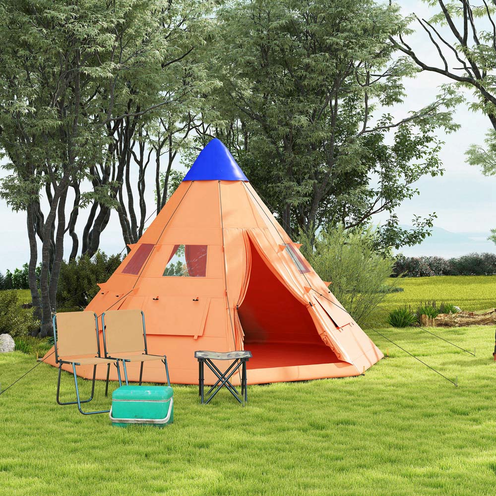 Outsunny 6-7 Person Camping Tent Orange Image 9