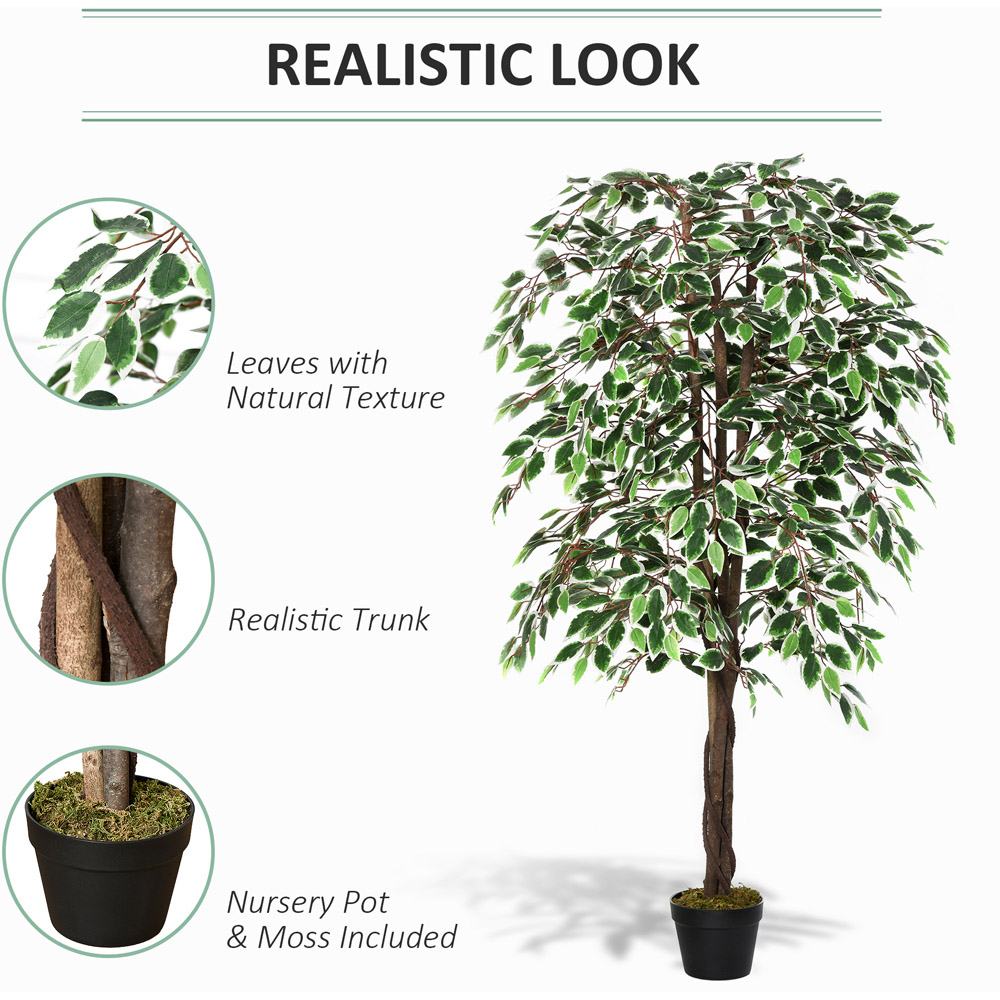 Outsunny Ficus Tree Artificial Plant In Pot 5.2ft Image 4