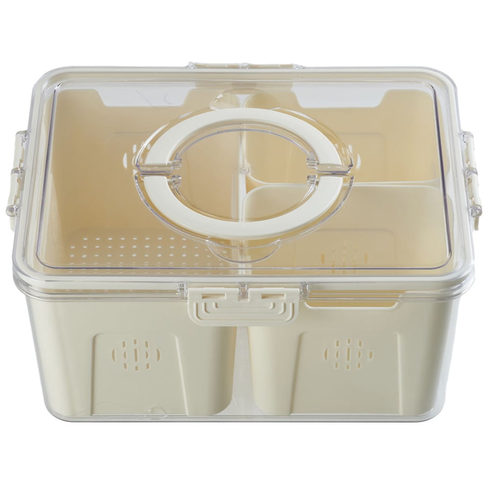 H&O Direct 3 Compartments Fridge Food Storage Container Bin with Handle Image 3