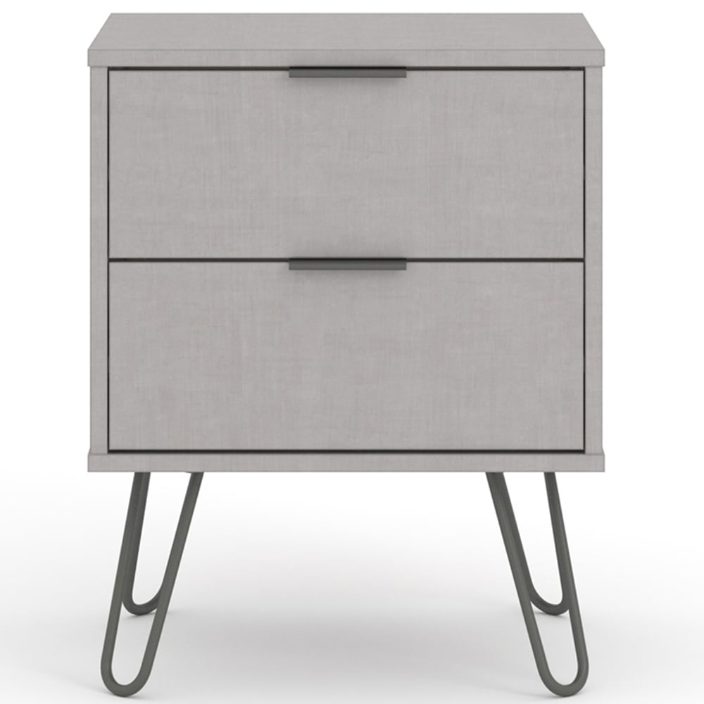 Augusta 2 Drawer Grey Bedside Table Image 5