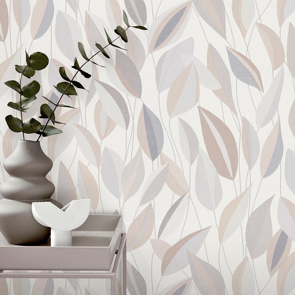 Erismann Foliage Leaf Natural Beige Vinyl Wallpaper Image 4