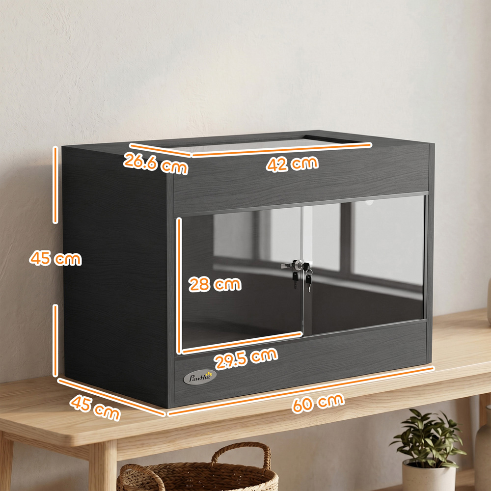 PawHut Black Reptile Vivarium with Sliding Glass Doors and Top Ventilation Image 9