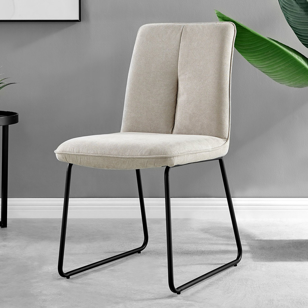 Furniturebox Solo Harley 4 Seater Dining Set Wood Effect and Taupe Image 3