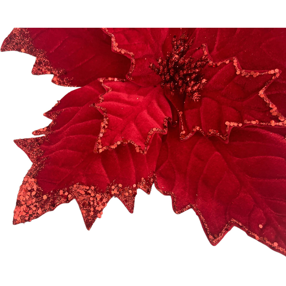 Glitter Finish Flower Clip Red Image 2