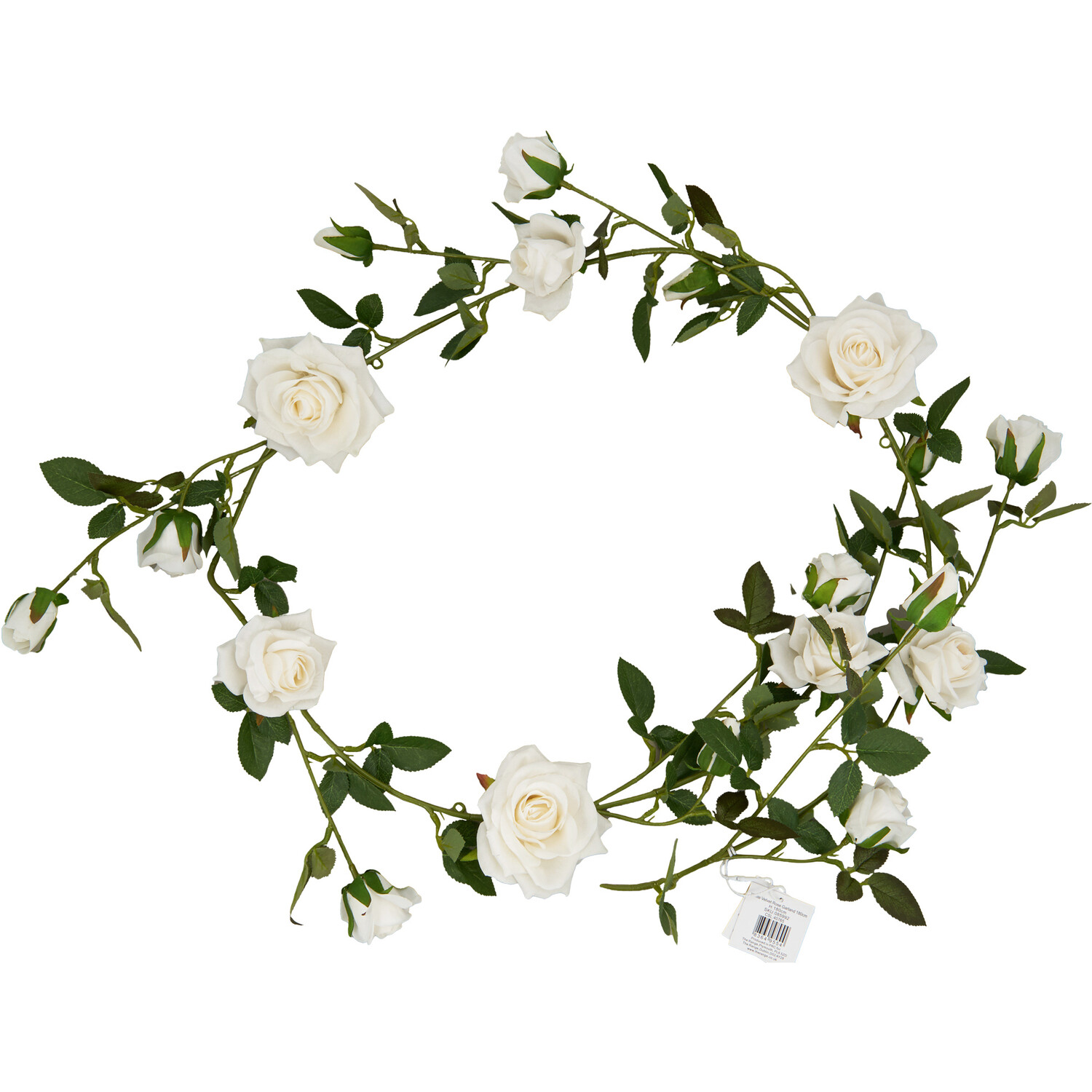 White Velvet Rose Garland - White Image