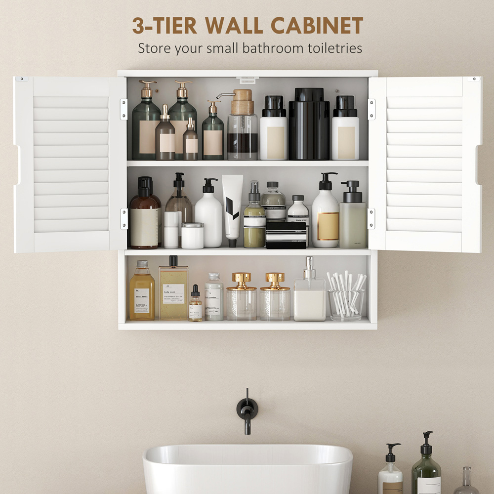 Portland 2 Door Single Shelf White Wall-Mounted Bathroom Storage Cabinet Image 6