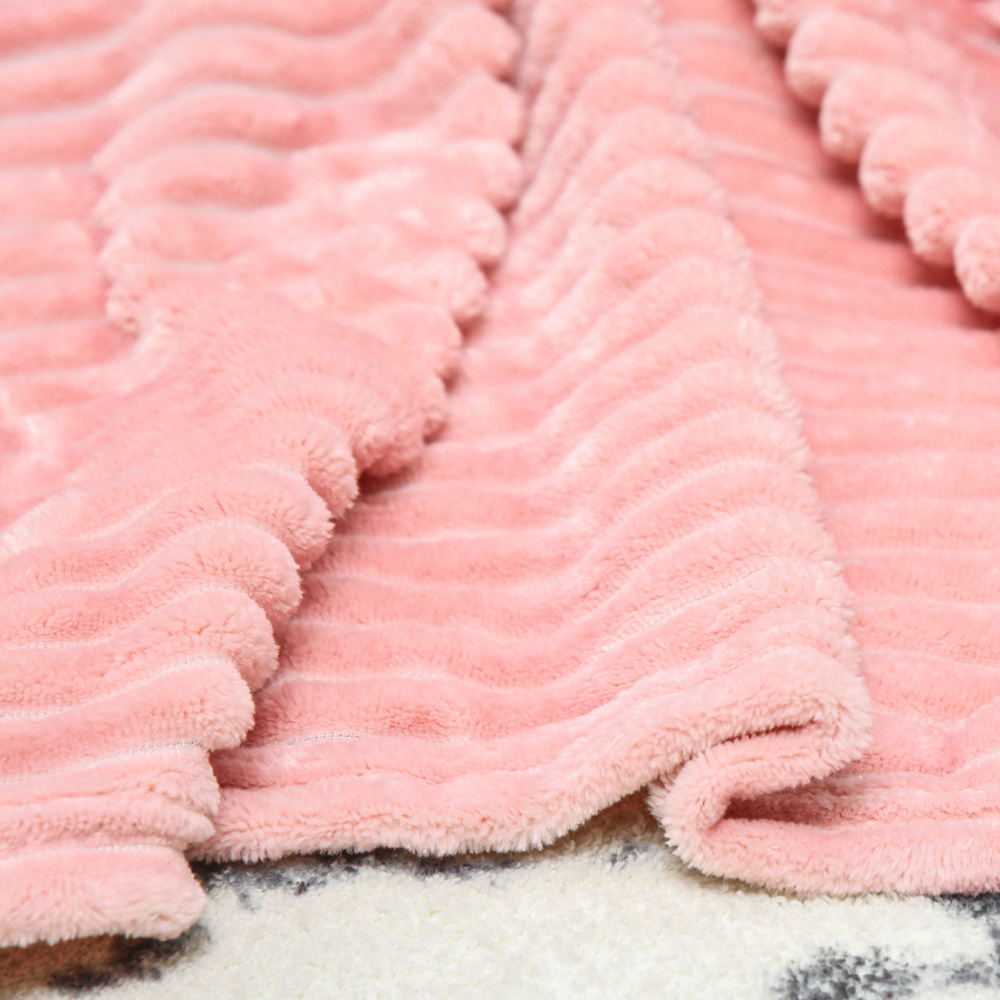 Portland Double Pink Flannel Fleece Blanket 203 x 152cm Image 3