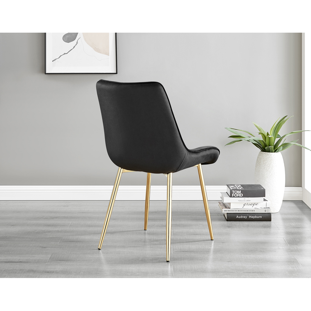 Furniturebox Cesano Set of 2 Black and Gold Velvet Dining Chair Image 3
