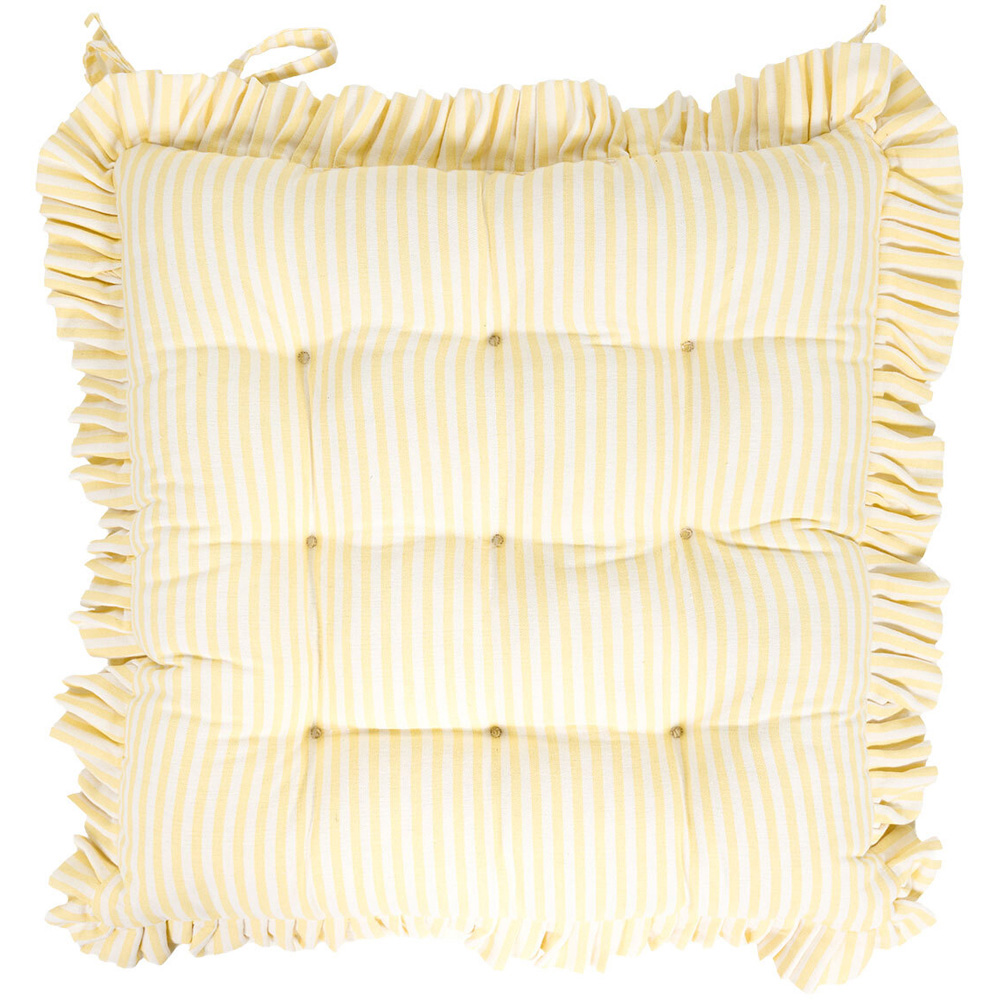 Frill Edge Stripe Seat Pad Yellow Image 1