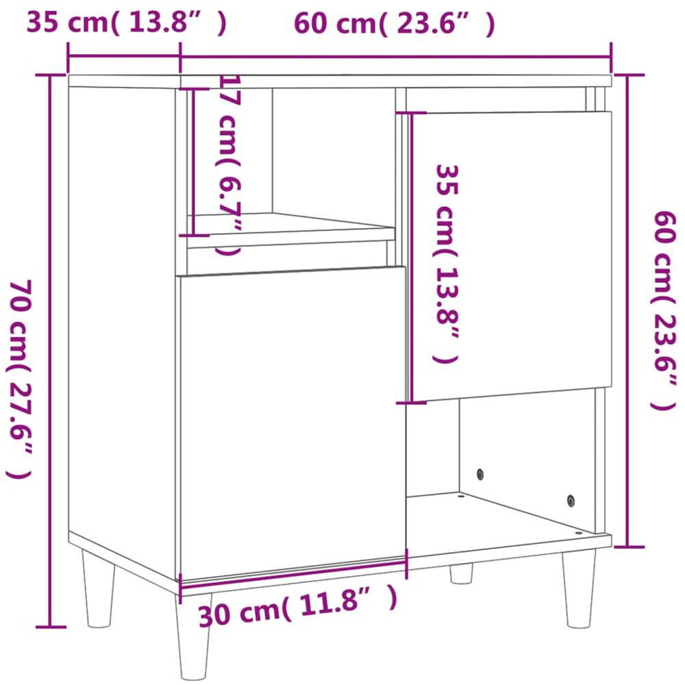vidaXL 2 Door 2 Shelf Concrete Grey Sideboard Image 9