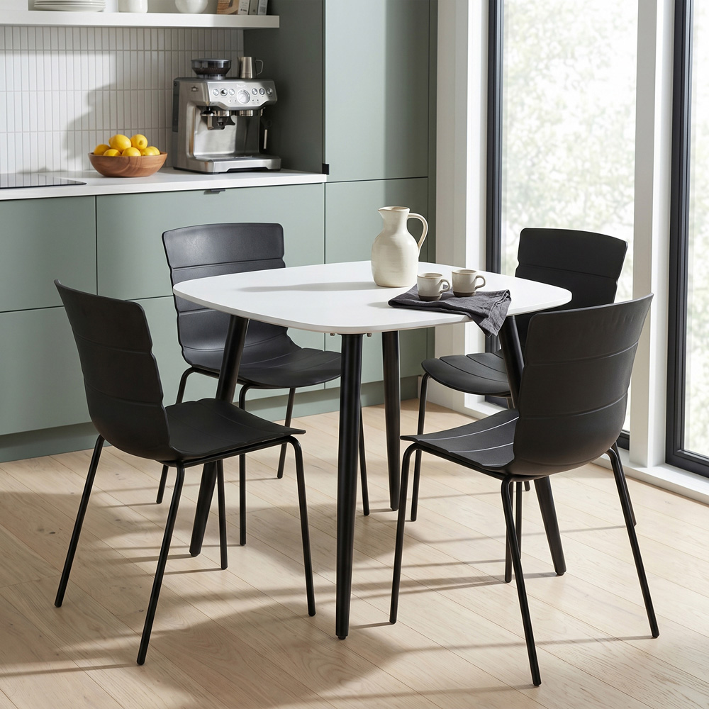 Core Products Aspen Bali 4 Seater Plastic Square Dining Set White and Black Image 5