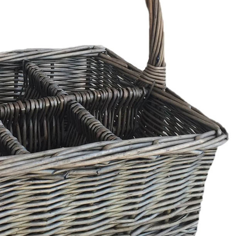 Red Hamper Antique Wash Rectangular Cutlery Wicker Basket Image 3