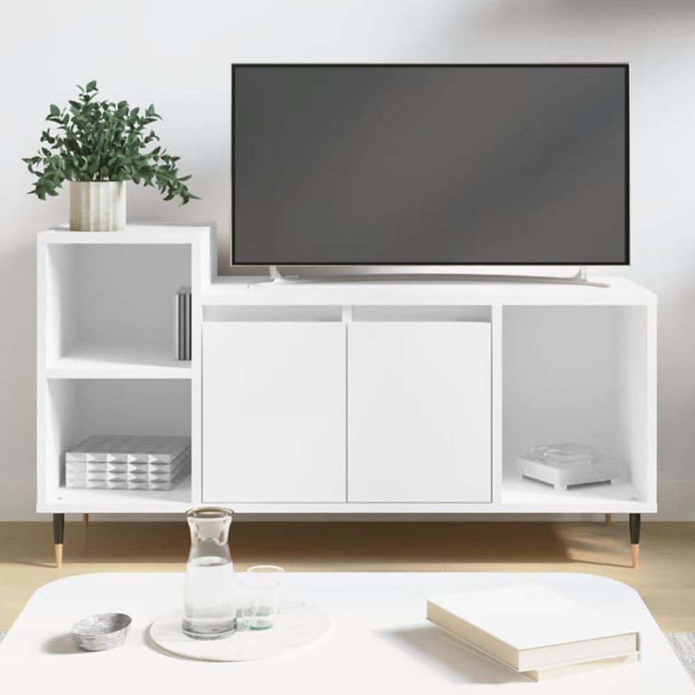 vidaXL 2 Door 3 Shelf White TV Cabinet Image 1