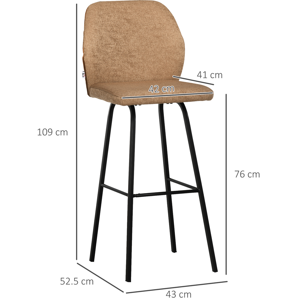Portland Brown Linen Touch Upholstered Bar Stool Set of 2 Image 7