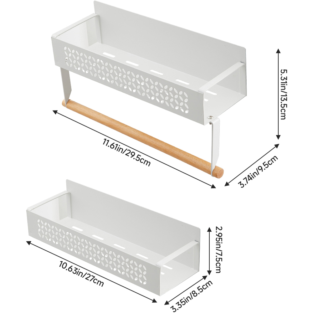 Living and Home White Magnetic Fridge Side Storage Rack 2 Pack Image 9
