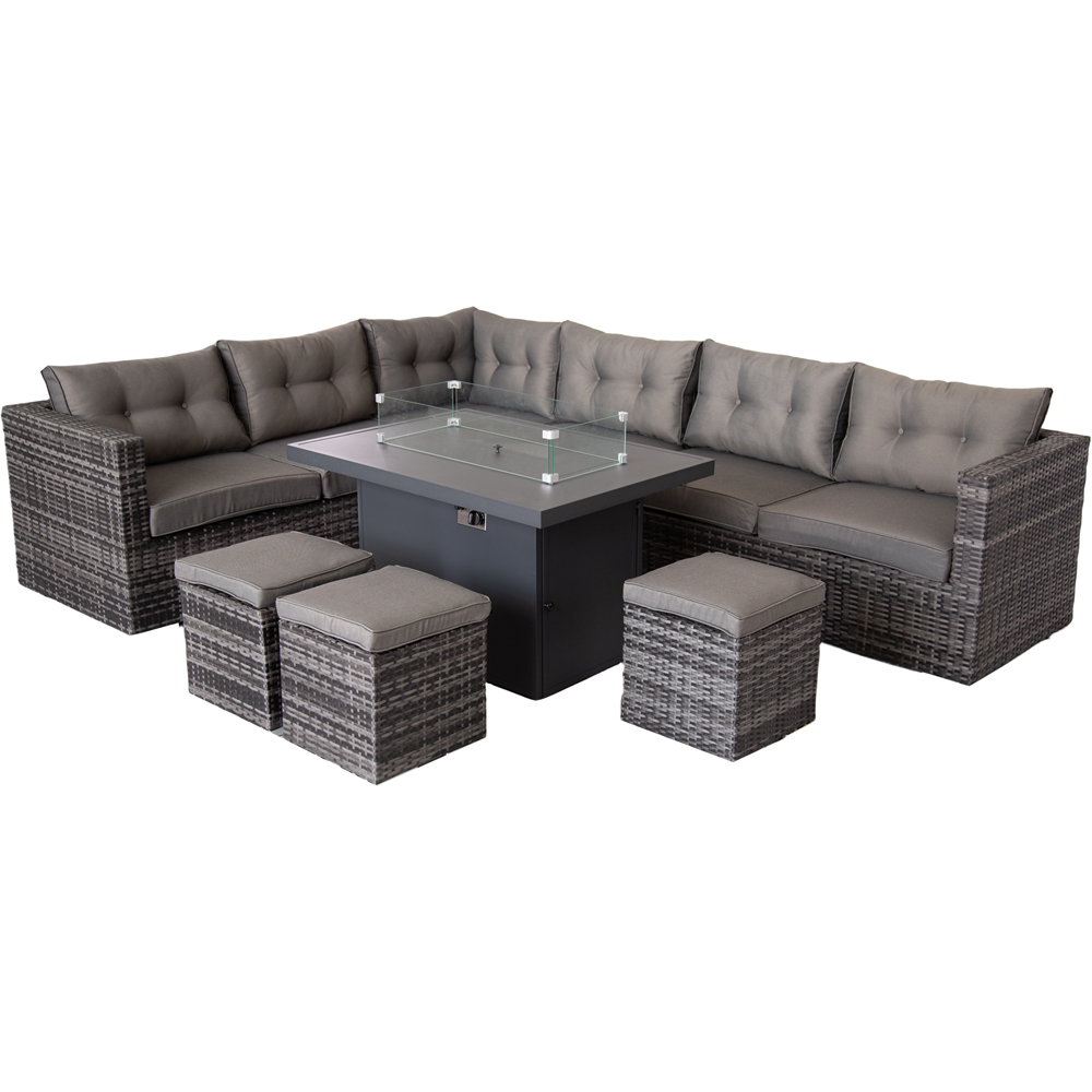 Furniture One 9 Seater Brown Corner Sofa Set with Fire Pit Table Image 7