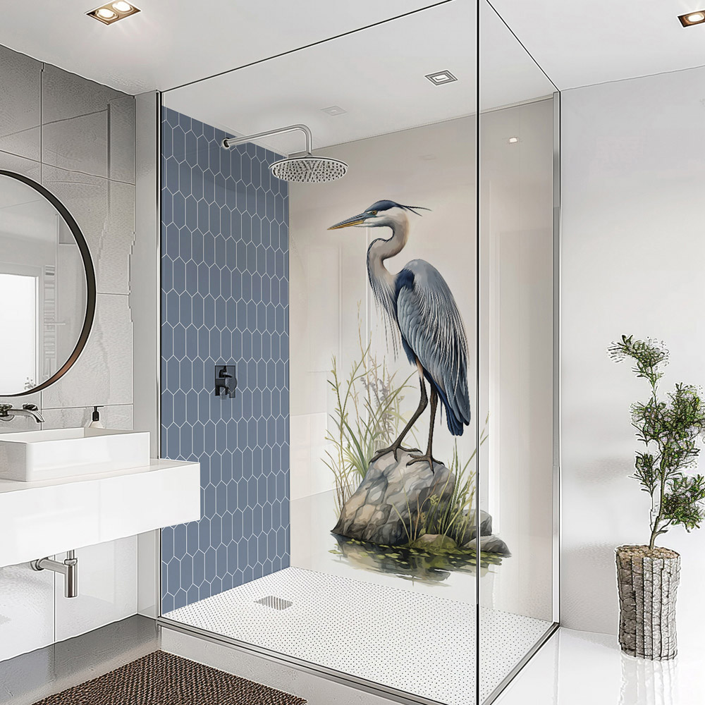 Splashbax Premium Artisan Onyx Blue Elongated Hexagon Di Bond Shower Panel 2400 x 800mm Image 1