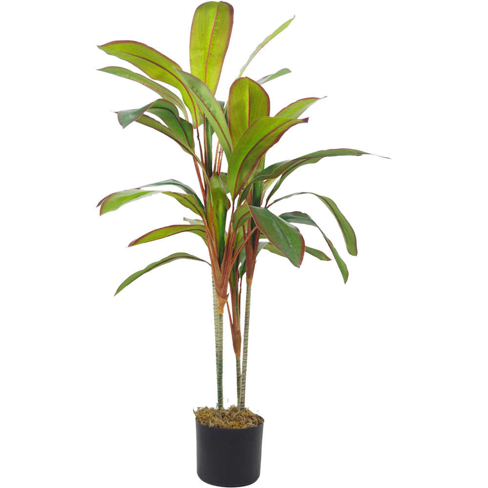 Leaf Realistic Dracaena Tropical Artificial Plant with Silver Metal Plater 100cm Image 1