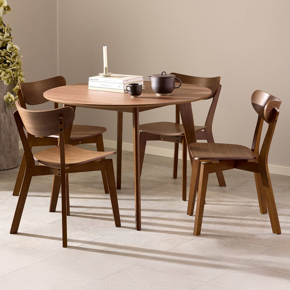 Florence Roxby 4 Seater 120cm Round Dining Table Walnut Image 1