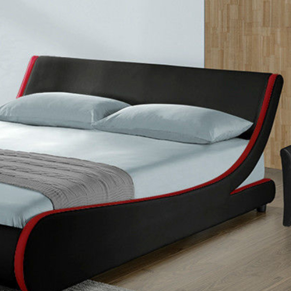 Home Detail Galactic King Size Black and Red Faux Leather Bed Frame Image 3