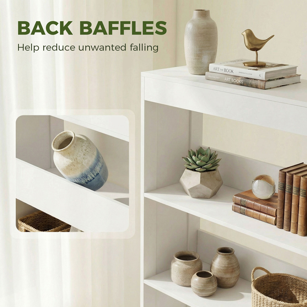 HOMCOM 6-Tier White Anti-Tipping Bookcase Image 5