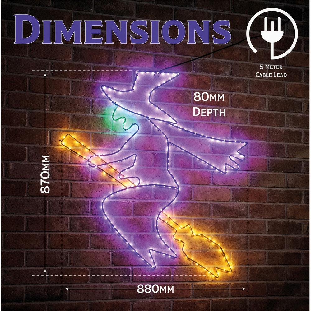 FXLab 322 Multicolour LED Metal Silhouette Witch 88 x 87cm Image 8