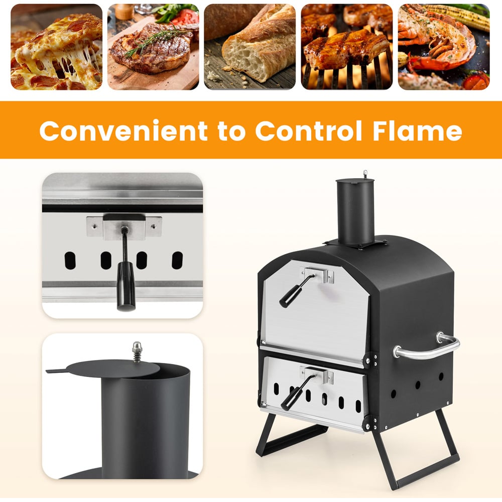 Costway Black Outdoor Pizza Oven with Waterproof Cover Image 5