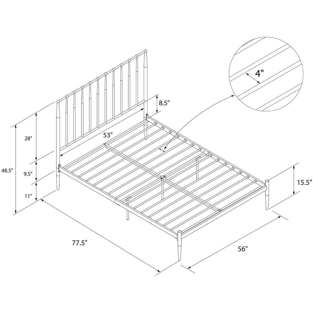 Dorel Giulia Double Pink Metal Bed Frame with Headboard Image 8