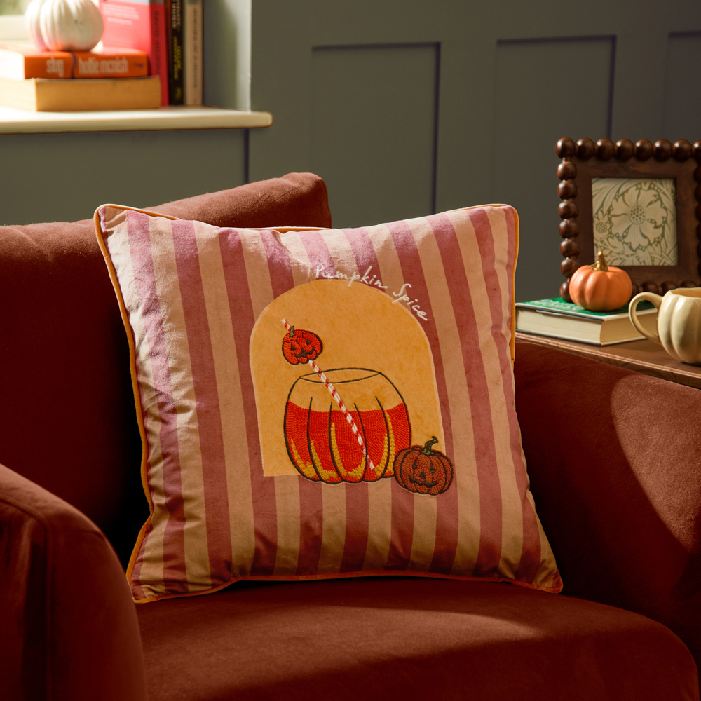 Furn Pumpkin Spice Orange Velvet Cushion 45 x 45cm Image 2